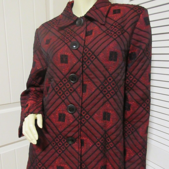 Vintage 90s 80s Sarah Bentley Button Up Top L Sparkly Red Grannycore Casual Chic - Picture 3 of 8